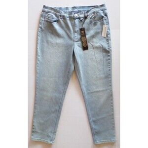 DG2 Diane Gilman Virtual Stretch Light Blue Tapered Jeans 16P 36" Waist